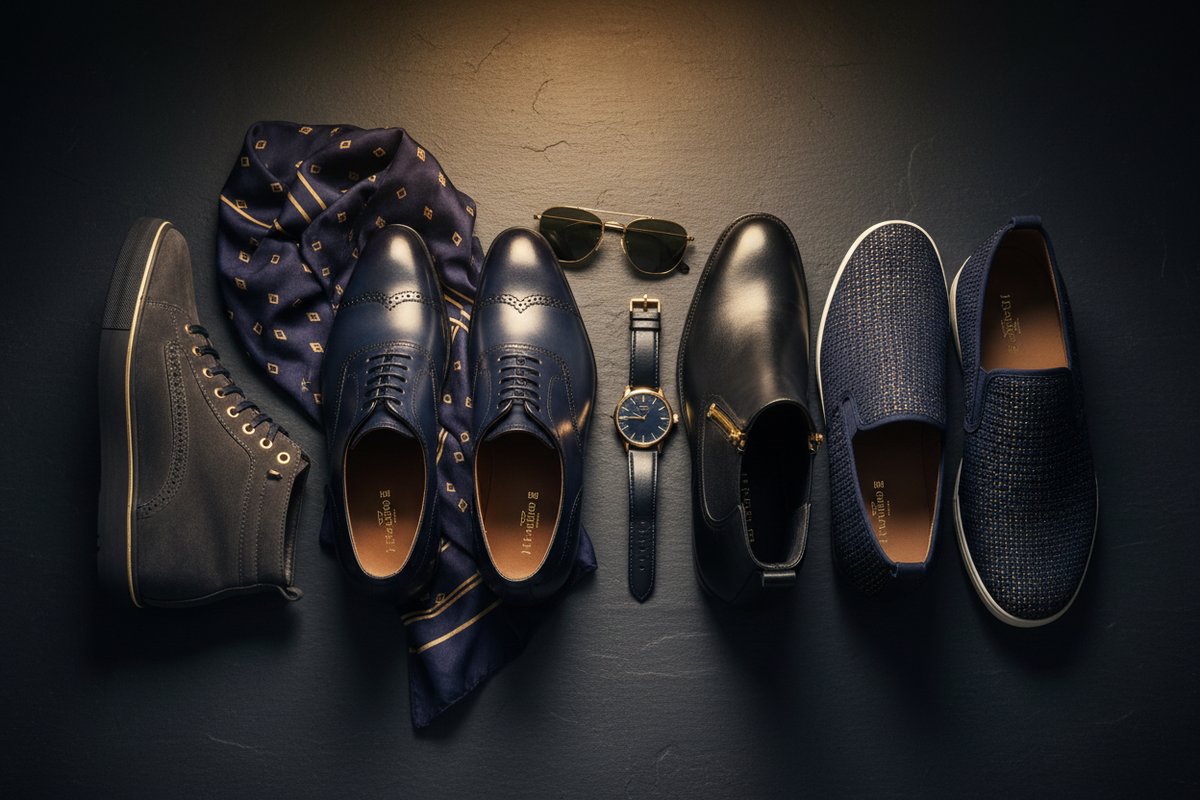 Premium men's shoes collection featuring sneakers, dress shoes, and boots — Kickva